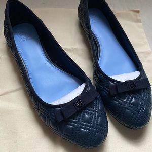 NEW Tory Burch Navy Blue Marion Quilted Ballet Flat 9.5